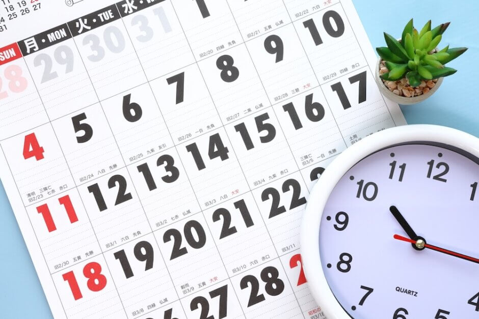 カレンダーと時計